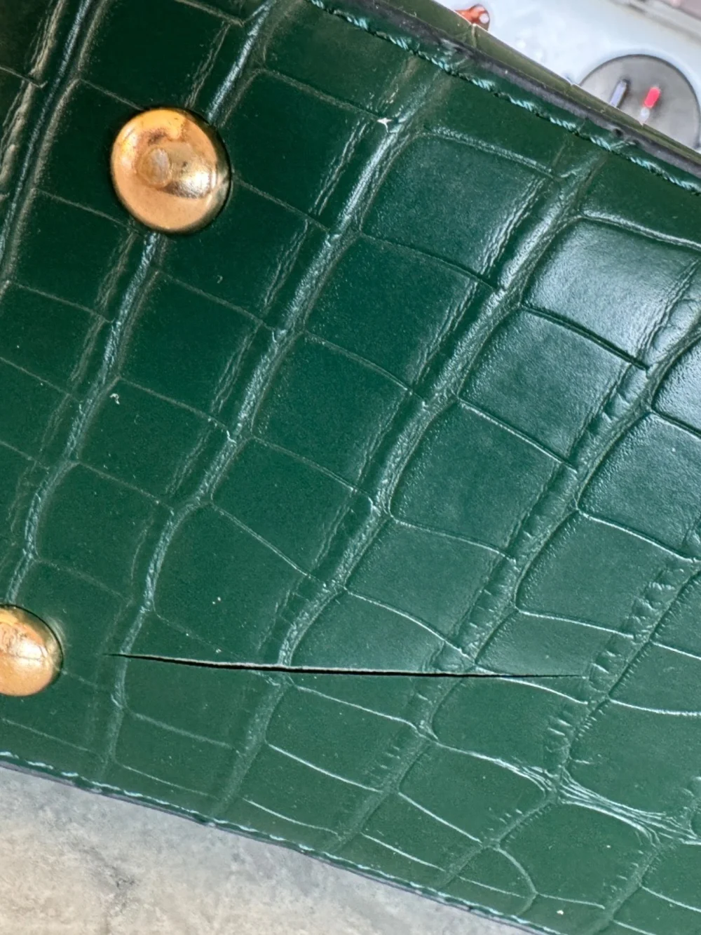 Emerald Green Croc Embossed Structured Satchel Handbag